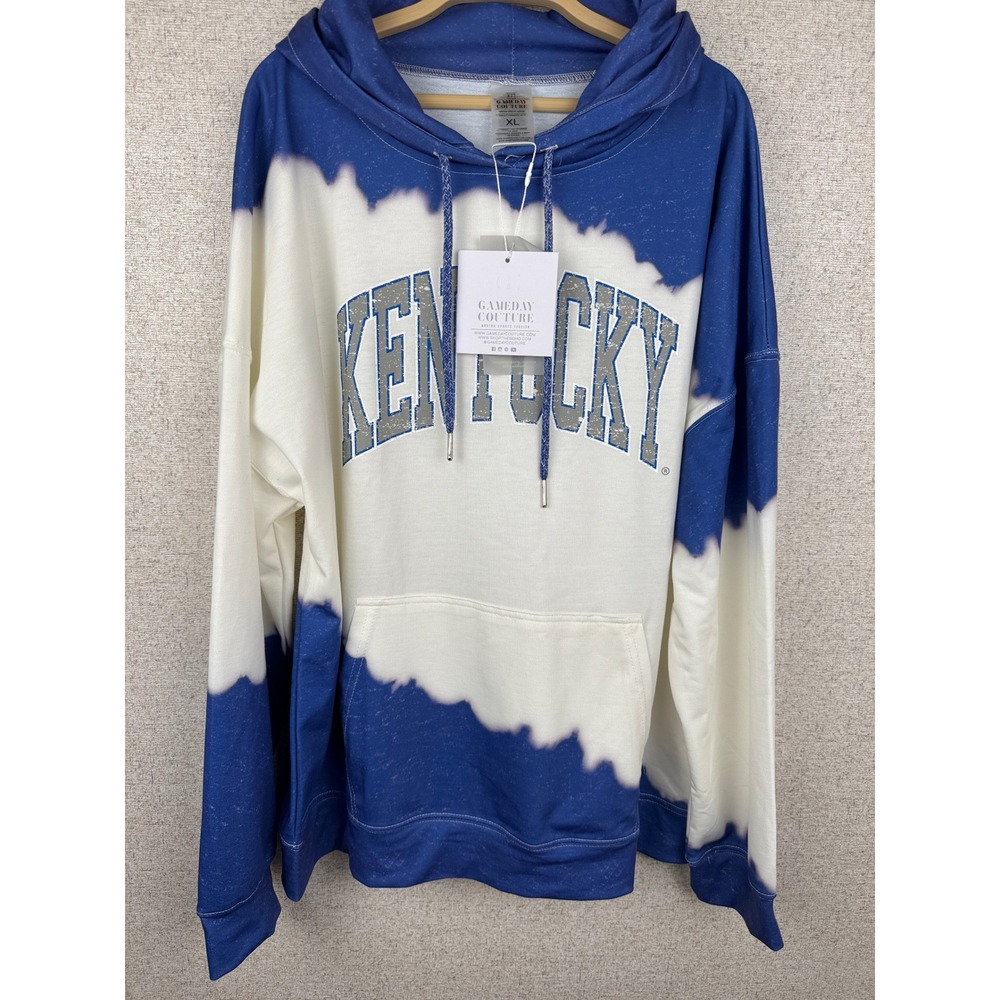 Gameday Couture White Royal Kentucky Wildcats Double Dip-Dyed Pullover Hoodie XL
